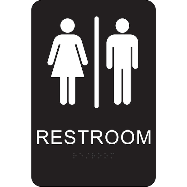 Hy-Ko Braille Restrooms Signs 6" x 9", 3PK A20010 - main